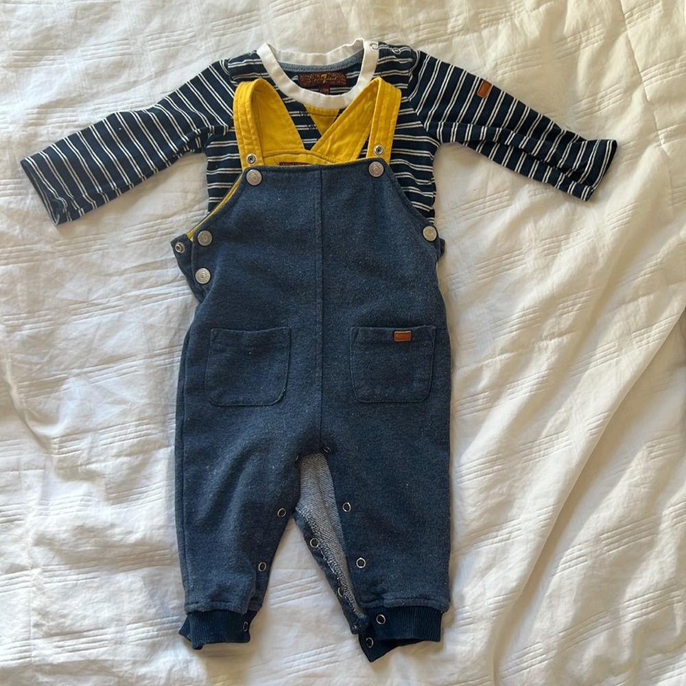 Overalls and long sleeve onsie